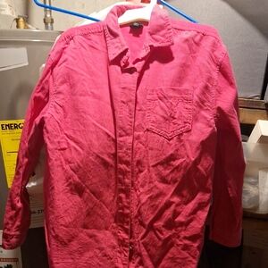 Men's Red Corduroy Button-Up Shirt